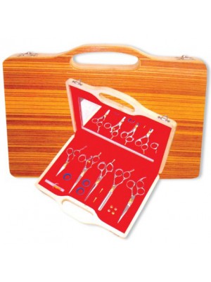 Barber Scissor Kit with wooden box.