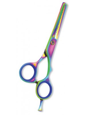 Professional Thinning Scissor. One Blade Teeth and One Blade Razor. Multicolor coating.