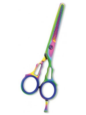 Professional Thinning Scissor. One Blade Teeth and One Blade Razor. Multicolor coating