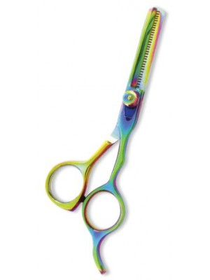 Professional Thinning Scissor. One Blade Teeth and One Blade Razor. Multicolor coating.