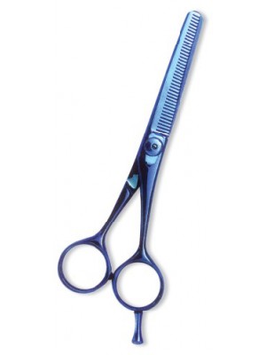 Professional Thinning Scissor. One Blade Teeth and One Blade Razor. Blue color coating.