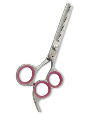 Professional Thinning Scissor. One Blade Teeth and One Blade Razor. Mirror Finish. Three Rings.