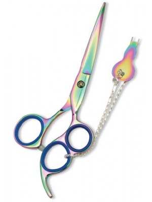 Professional Hair Cutting Scissor with razor edge. Multicolor Coating. Three Rings with screw adjust